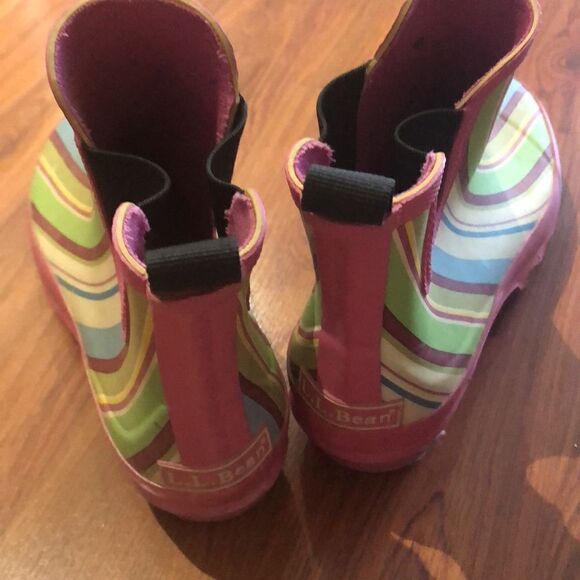 LL Bean Striped rubber booties size 7 pink green - Picture 8 of 8